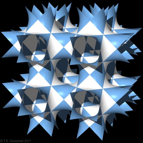 Double ruled triply periodic surface